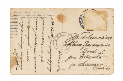 STARA POCZTÓWKA - A. GROTTGER, OBRAZ SYMBOLICZNY POLSKI, LWÓW / BORKI 1923