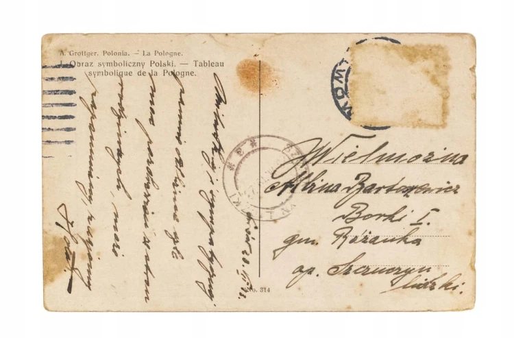 STARA POCZTÓWKA - A. GROTTGER, OBRAZ SYMBOLICZNY POLSKI, LWÓW / BORKI 1923
