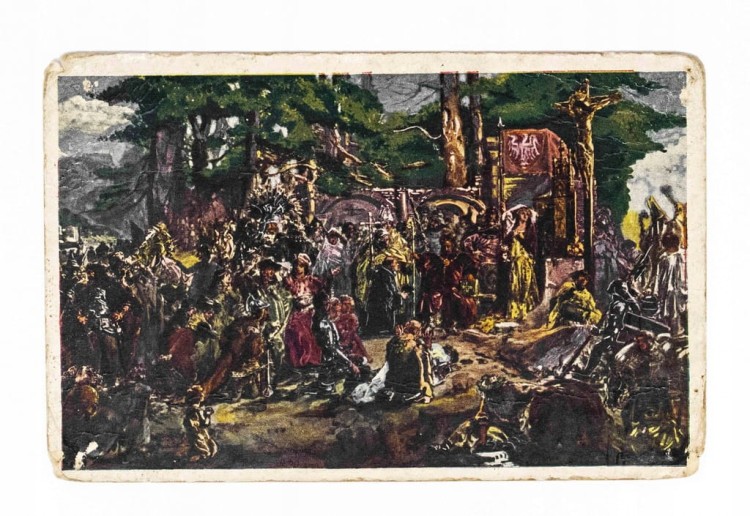 STARA POCZTÓWKA - JAN MATEJKO, CHRZEST LITWY II RP