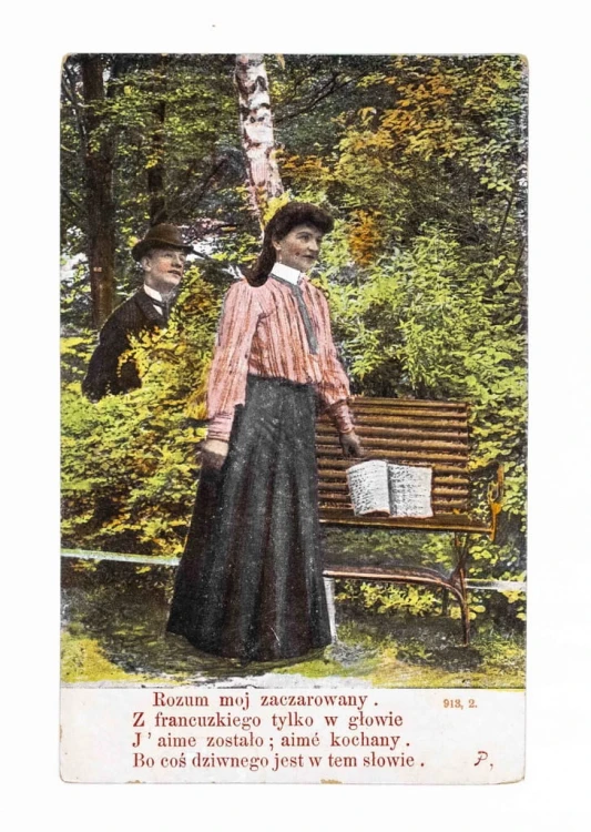 STARA POCZTÓWKA - KOBIETA Z MĘŻCZYZNĄ, BOLECHOWO / WITKOWO 1908