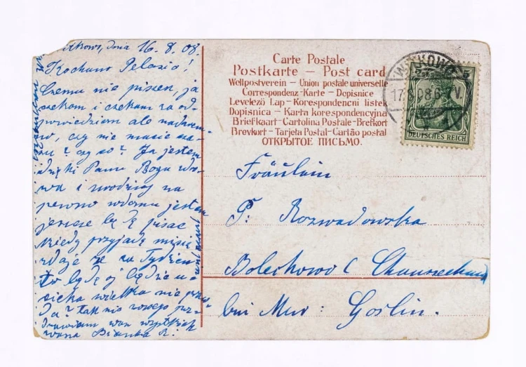 STARA POCZTÓWKA - KOBIETA Z MĘŻCZYZNĄ, BOLECHOWO / WITKOWO 1908