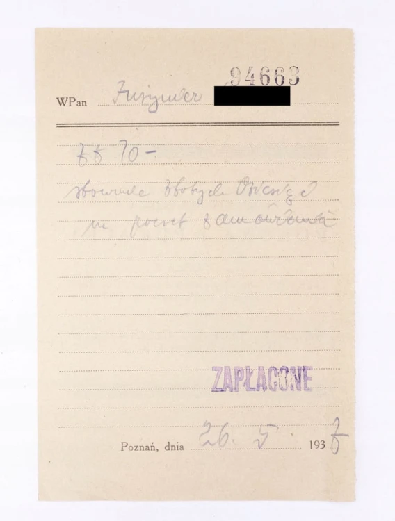 STARY RACHUNEK - FABRYKA LUSTER I SZKŁA, POKORA I PUKACJI, POZNAŃ 1937