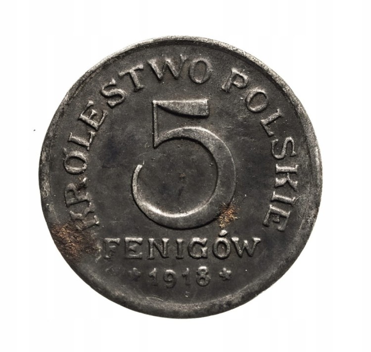 Królestwo Polskie,5 fenigów 1918, Stuttgart