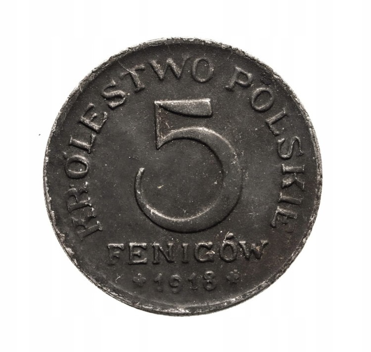 Królestwo Polskie,5 fenigów 1918, Stuttgart