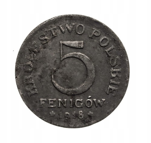 Królestwo Polskie,5 fenigów 1918, Stuttgart