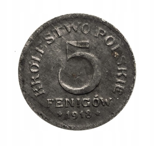 Królestwo Polskie,5 fenigów 1918, Stuttgart