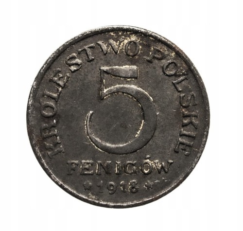 Królestwo Polskie,5 fenigów 1918, Stuttgart