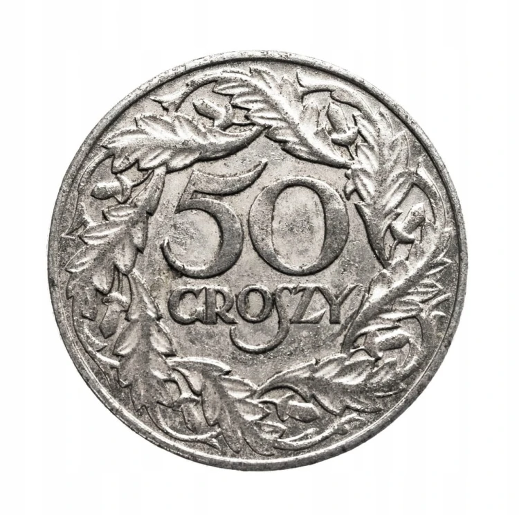 Polska, Generalna Gubernia, 50 groszy 1938, Warszawa, żelazo niklowane