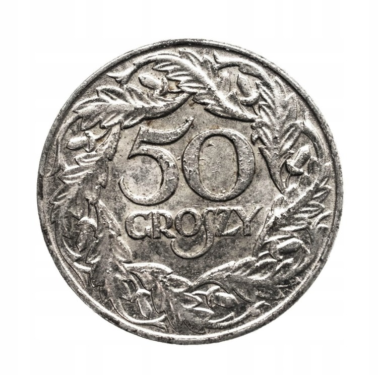 Polska, Generalna Gubernia, 50 groszy 1938, Warszawa, żelazo niklowane