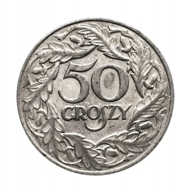 Polska, Generalna Gubernia, 50 groszy 1938, Warszawa, żelazo niklowane