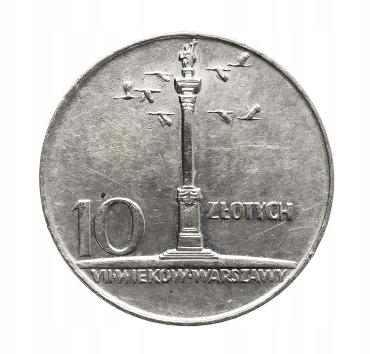 Polska, PRL, 10 złotych 1966, mała Kolumna Zygmunta - piękna