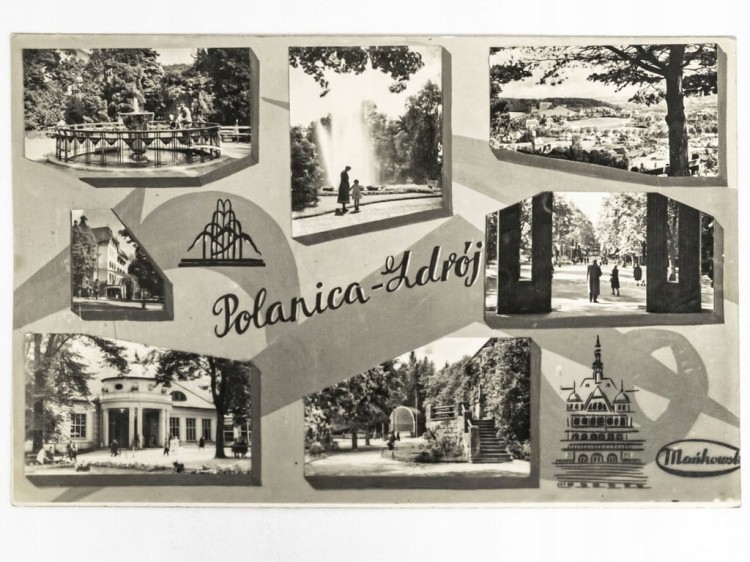 POLANICA-ZDRÓJ - KADRY Z PARKU ZDROJOWEGO, PIJALNIA WÓD, MUSZLA 1961 PRL