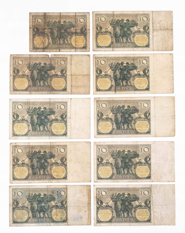 Polska, II Rzeczpospolita, zestaw 10 banknotów 10 ZŁOTYCH, 20.07.1929