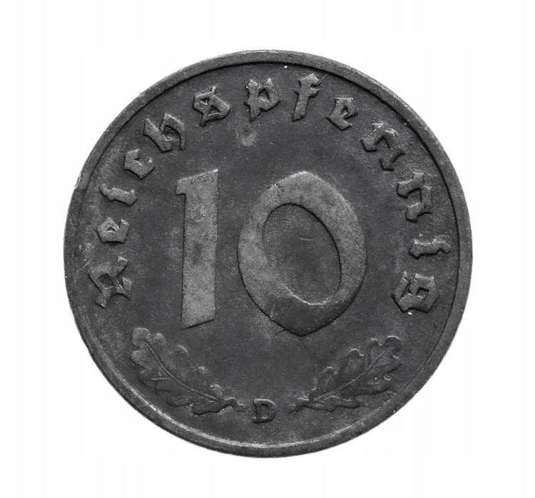 Niemcy, III Rzesza, 10 Reichspfennig 1940 D, Monachium.