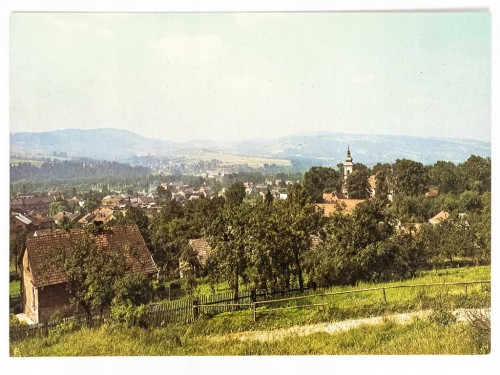 MAKÓW PODHALAŃSKI - PANORAMA Z KOŚCIOŁEM PRZEM PAŃSKIEGO LATA 70. / 80. PRL