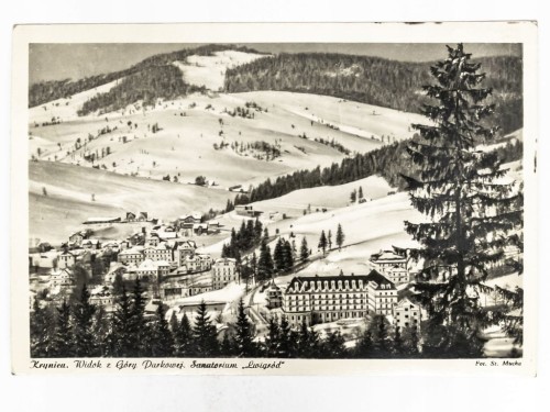 KRYNICA-ZDRÓJ - PANORAMA Z WIDOKIEM NA SANATORIUM LWIGRÓD 1963 PRL