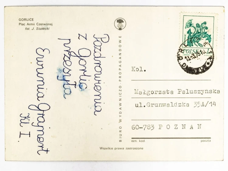 GORLICE - PLAC ARMII CZERWONEJ OBECNIE RYNEK Z BUDYNKIEM RATUSZA 1975 PRL