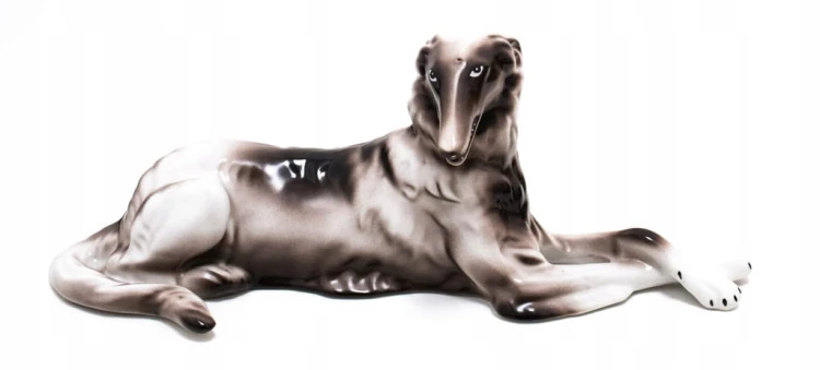 STARA PORCELANOWA FIGURKA - CHART ROSYJSKI, BORZOJ, WAŁBRZYCH