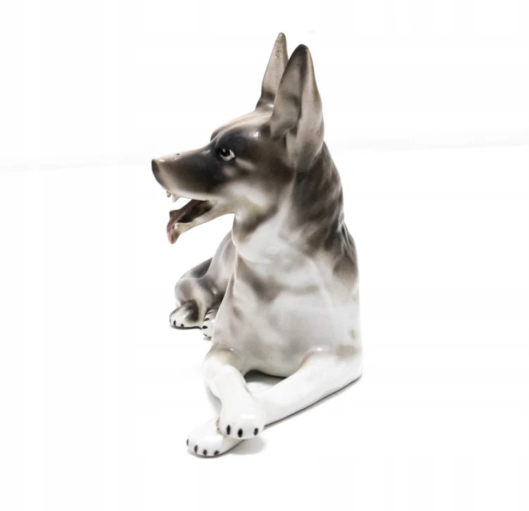 STARA PORCELANOWA FIGURKA - PIES OWCZAREK, WAŁBRZYCH