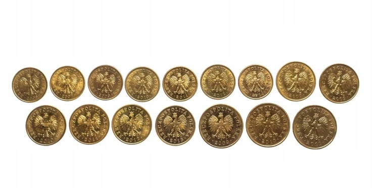 Polska, zestaw monet groszowych 2000-2014, 16 sztuk