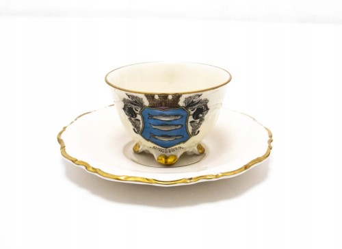 ZESTAW STAREJ PORCELANY, FILIŻANKA I PODSTAWEK HERINGSDORF