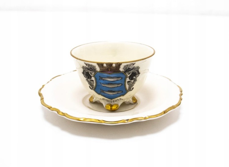 ZESTAW STAREJ PORCELANY, FILIŻANKA I PODSTAWEK HERINGSDORF