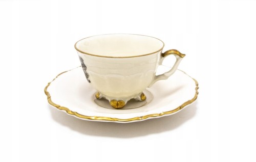 ZESTAW STAREJ PORCELANY, FILIŻANKA I PODSTAWEK HERINGSDORF