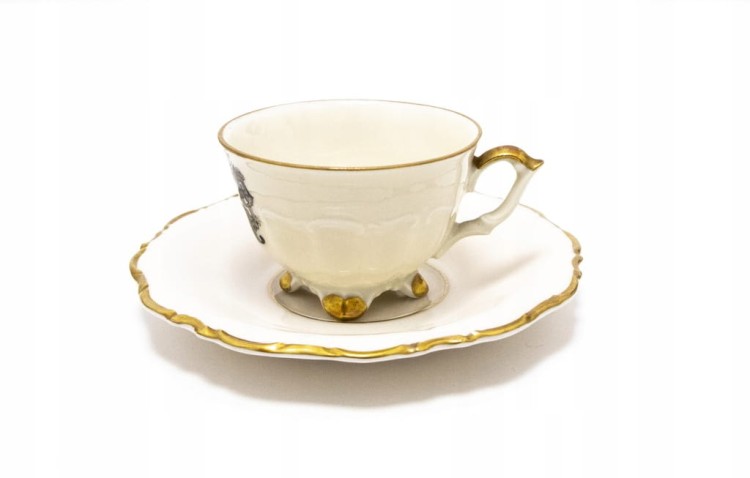 ZESTAW STAREJ PORCELANY, FILIŻANKA I PODSTAWEK HERINGSDORF