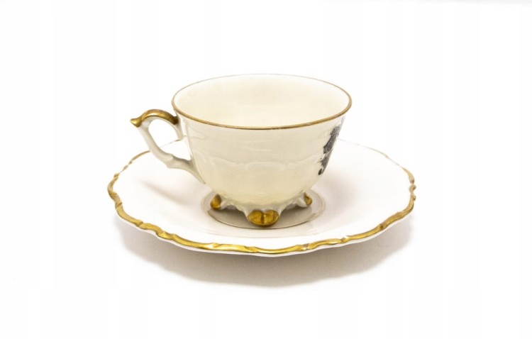 ZESTAW STAREJ PORCELANY, FILIŻANKA I PODSTAWEK HERINGSDORF