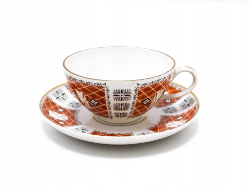 ZESTAW STAREJ PORCELANY, FILIŻANKA I PODSTAWEK WALLENDORF