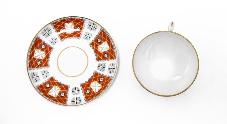 ZESTAW STAREJ PORCELANY, FILIŻANKA I PODSTAWEK WALLENDORF