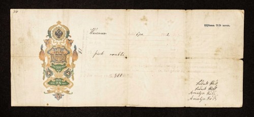 Polska, zabór rosyjski, weksel na 500 rubli, 6/10 1912 Warszawa
