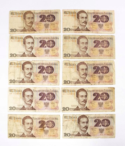 ZESTAW BANKNOTÓW PRL 20 ZŁ (NR 1)
