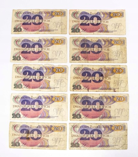 ZESTAW BANKNOTÓW PRL 20 ZŁ (NR 1)