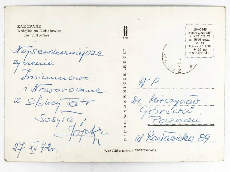 ZAKOPANE - WAGON KOLEJKI NA GUBAŁÓWKĘ 1972 PRL