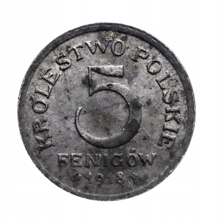 Królestwo Polskie,5 fenigów 1918, Stuttgart