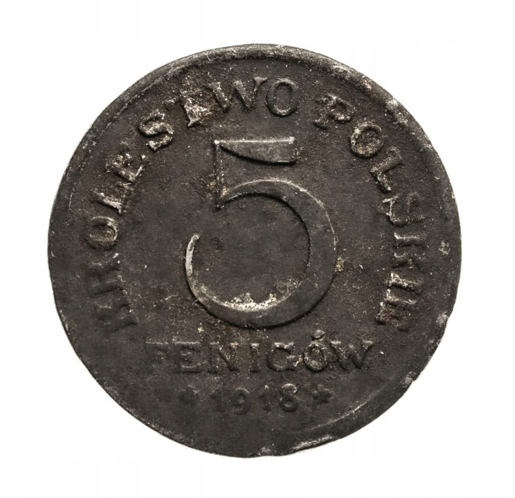 Królestwo Polskie,5 fenigów 1918, Stuttgart