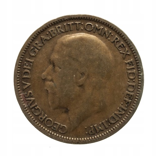 Wielka Brytania, Jerzy V, 1/2 penny, 1927 rok.