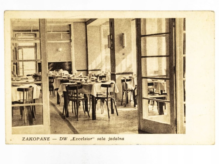 ZAKOPANE - SALA JADALNA DOMU WYPOCZYNKOWEGO EXCELSIOR 1954 PRL