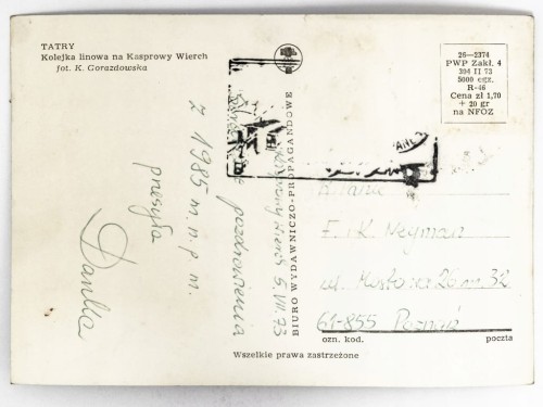 TATRY - KOLEJKA LINOWA NA KASPROWY WIERCH 1973 PRL