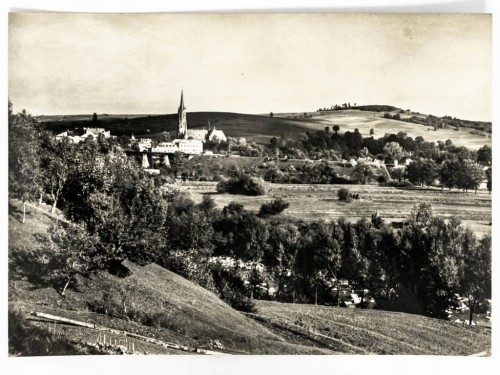 GRYBÓW - PANORAMA Z BAZYLIKĄ MNIEJSZĄ PW. ŚW. KATARZYNY 1968 PRL