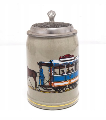 STARY CERAMICZNY KUFEL - TRAMWAJ RINGLINIE, MONACHIUM