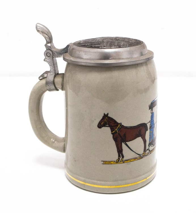 STARY CERAMICZNY KUFEL - TRAMWAJ RINGLINIE, MONACHIUM