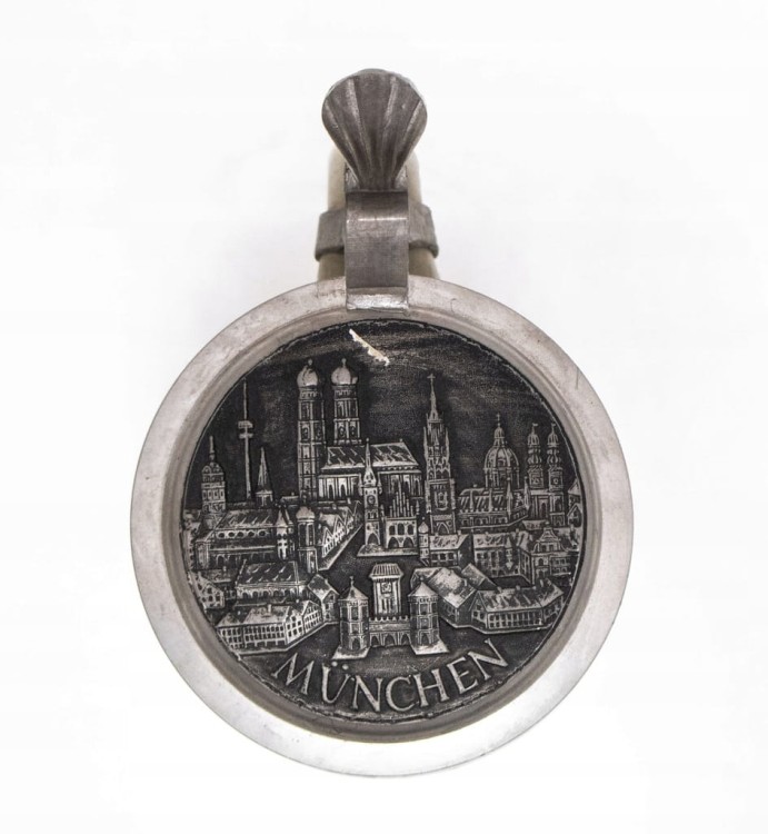 STARY CERAMICZNY KUFEL - TRAMWAJ RINGLINIE, MONACHIUM