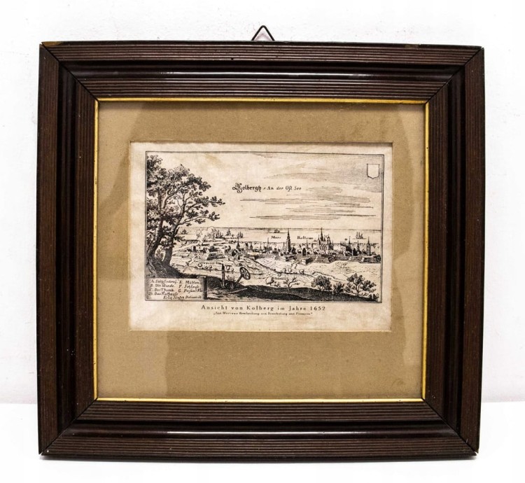 STARY OBRAZ, MIEDZIORYT - PANORAMA MIASTA KOŁOBRZEG, E. J. DAHLBERGH 1652