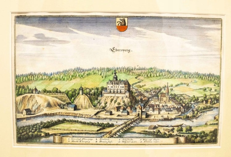 STARY OBRAZ, MIEDZIORYT - EBERSBERG NIEMCY, MATTHAUS MERIAN 1649