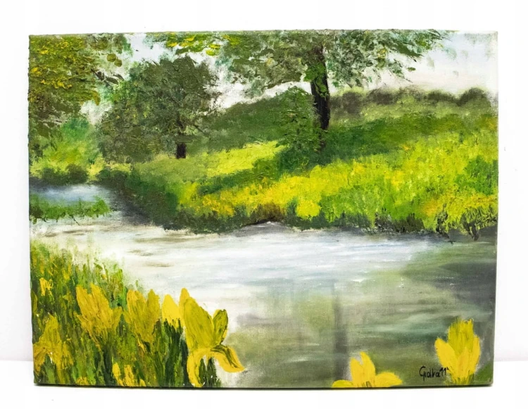 STARY MALOWANY OBRAZ - NAD RZEKĄ, EWA GRODZKA, POZNAŃ 2011