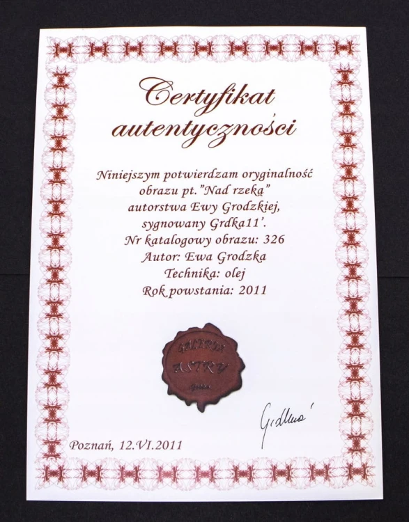 STARY MALOWANY OBRAZ - NAD RZEKĄ, EWA GRODZKA, POZNAŃ 2011
