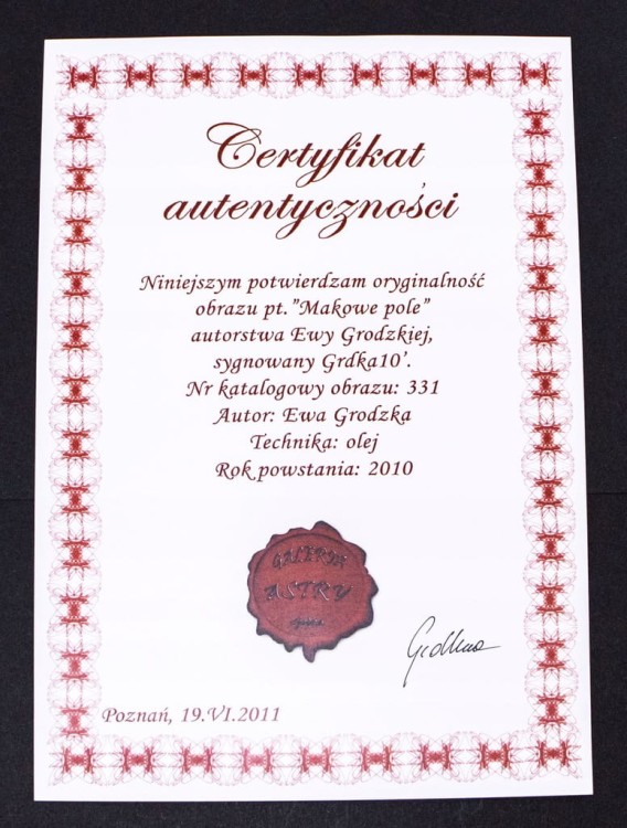 STARY MALOWANY OBRAZ - MAKOWE POLE, EWA GRODZKA, POZNAŃ 2010