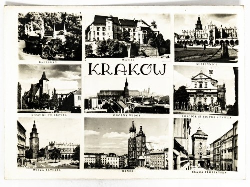 KRAKÓW - WAWEL, SUKIENNICE, BARBAKAN, RATUSZ, KOŚCIÓŁ MARIACKI LATA 60. PRL